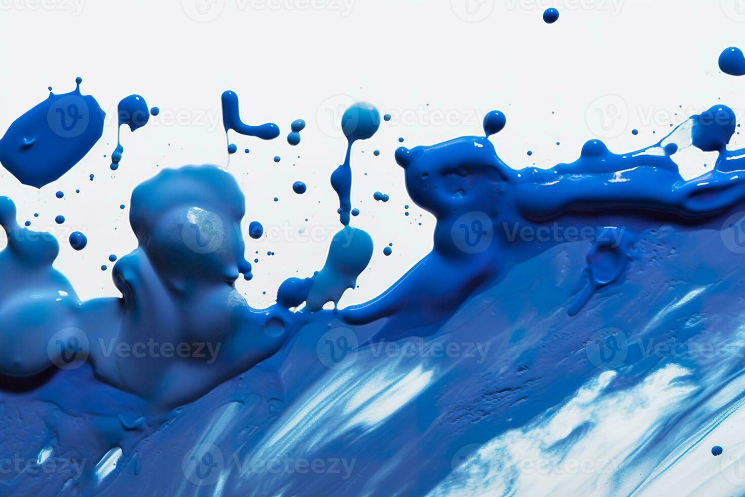 AI generated Close up of blue paint shapes on white background with copy space. AI Generative photo