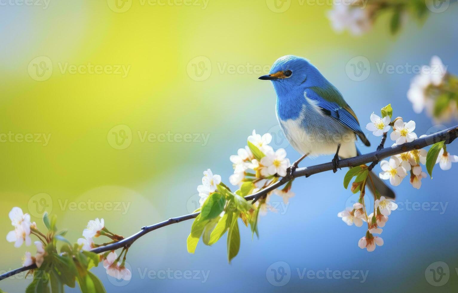 AI generated Cute little bird with a  nature background.  AI Generated. photo