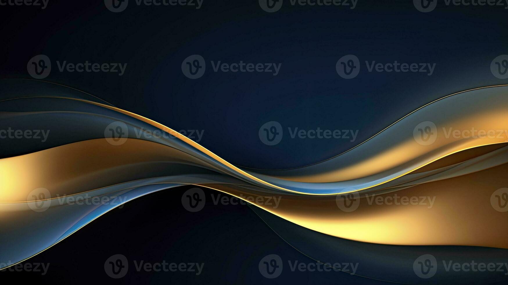 AI generated Gold and navy blue waves abstract. AI Generated. photo