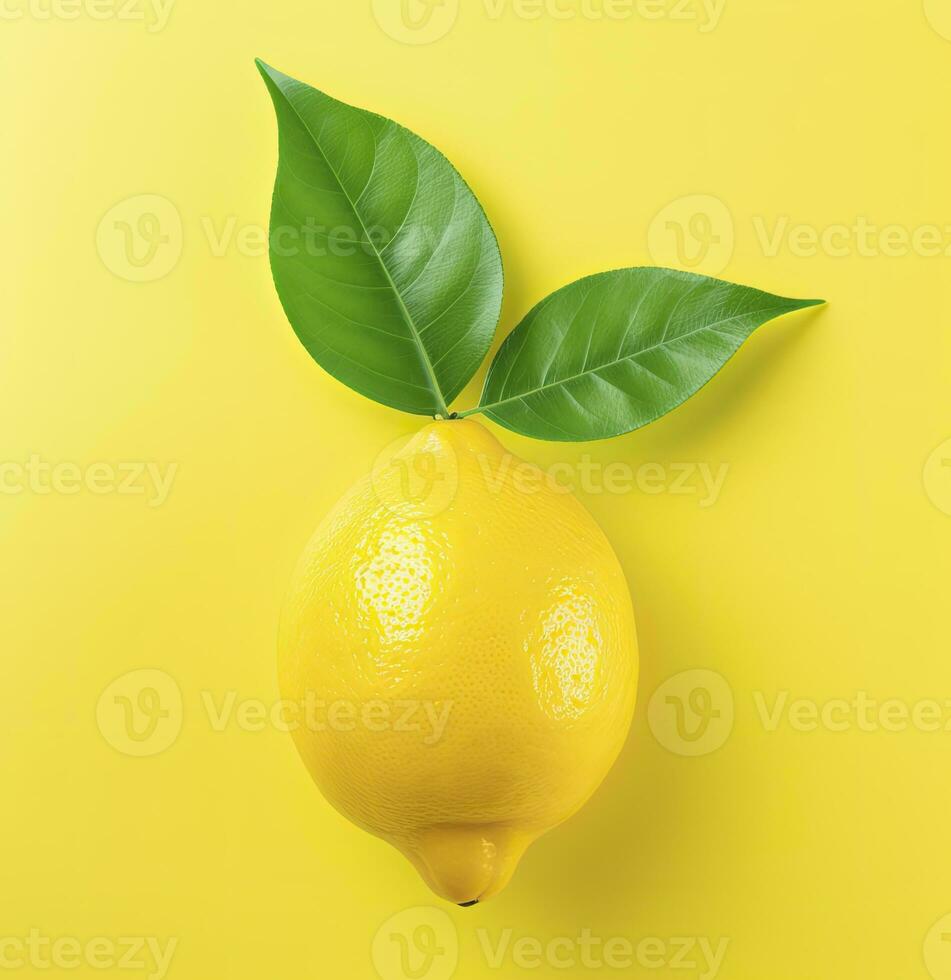 AI generated A beautful Lemon with leaf. AI Generated photo