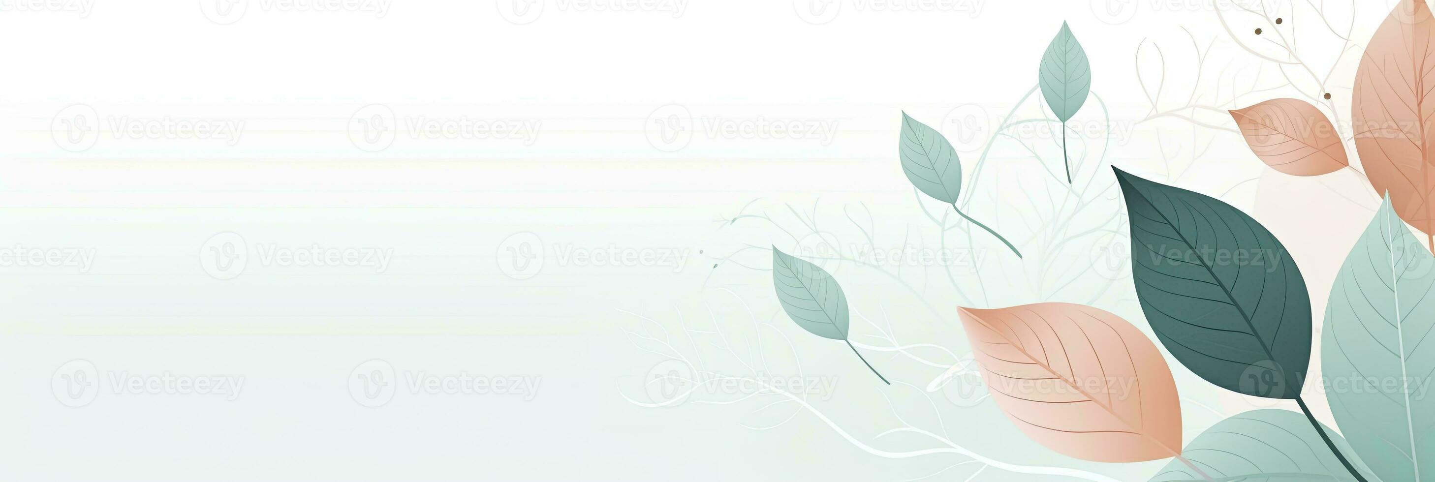 AI generated Minimalist abstract background with outline leaves. AI Generated photo