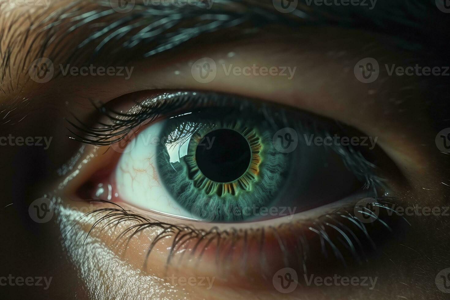 AI generated Close up of beautiful eye, looking at the camera. AI Generated photo