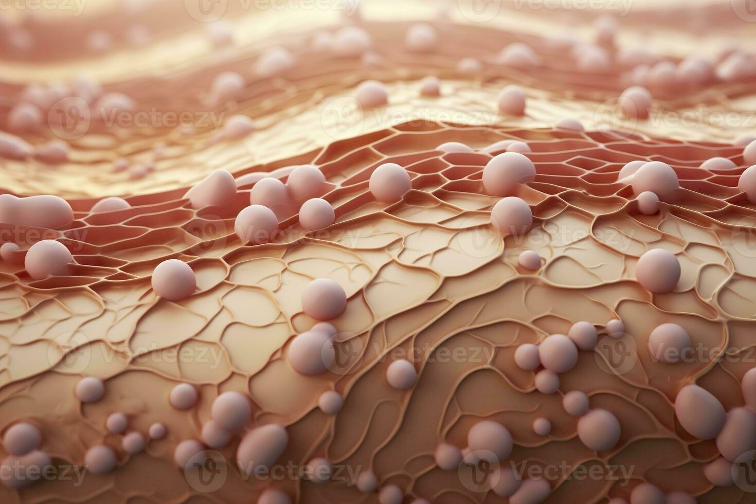 AI generated Saggy skin layer and skin cells, 3D rendering. Generative AI photo