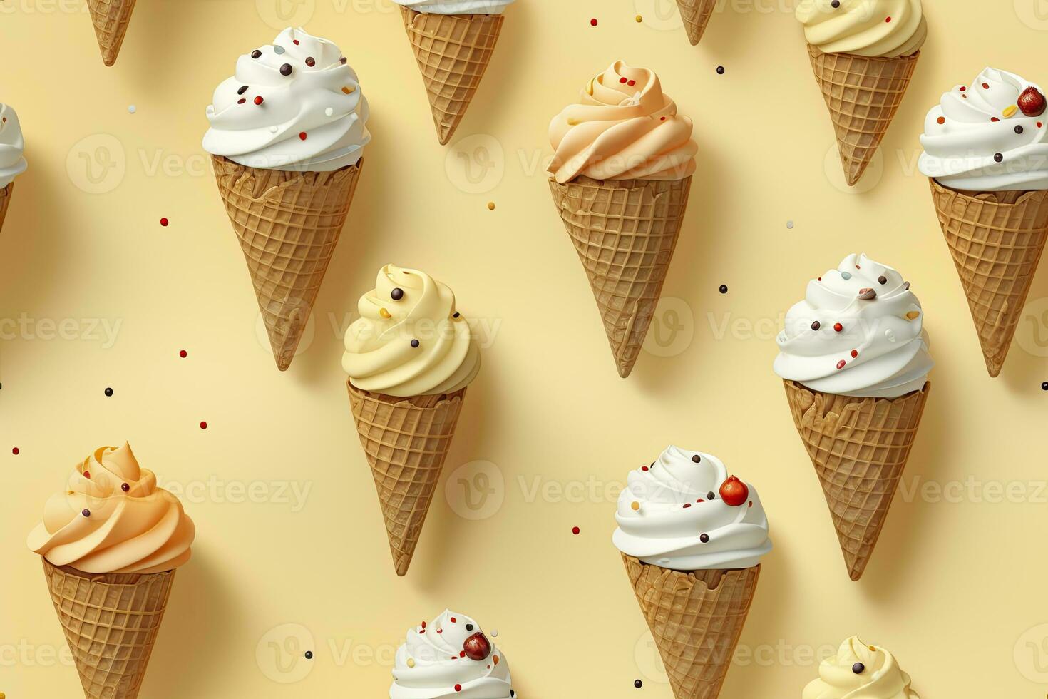 AI generated Incorporate a variety of waffle cones with different ice cream flavors. AI Generated photo