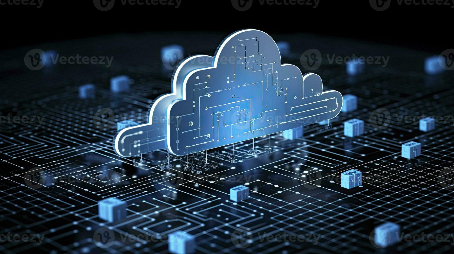 AI generated Abstract cloud computing technology concept. Generative AI. photo