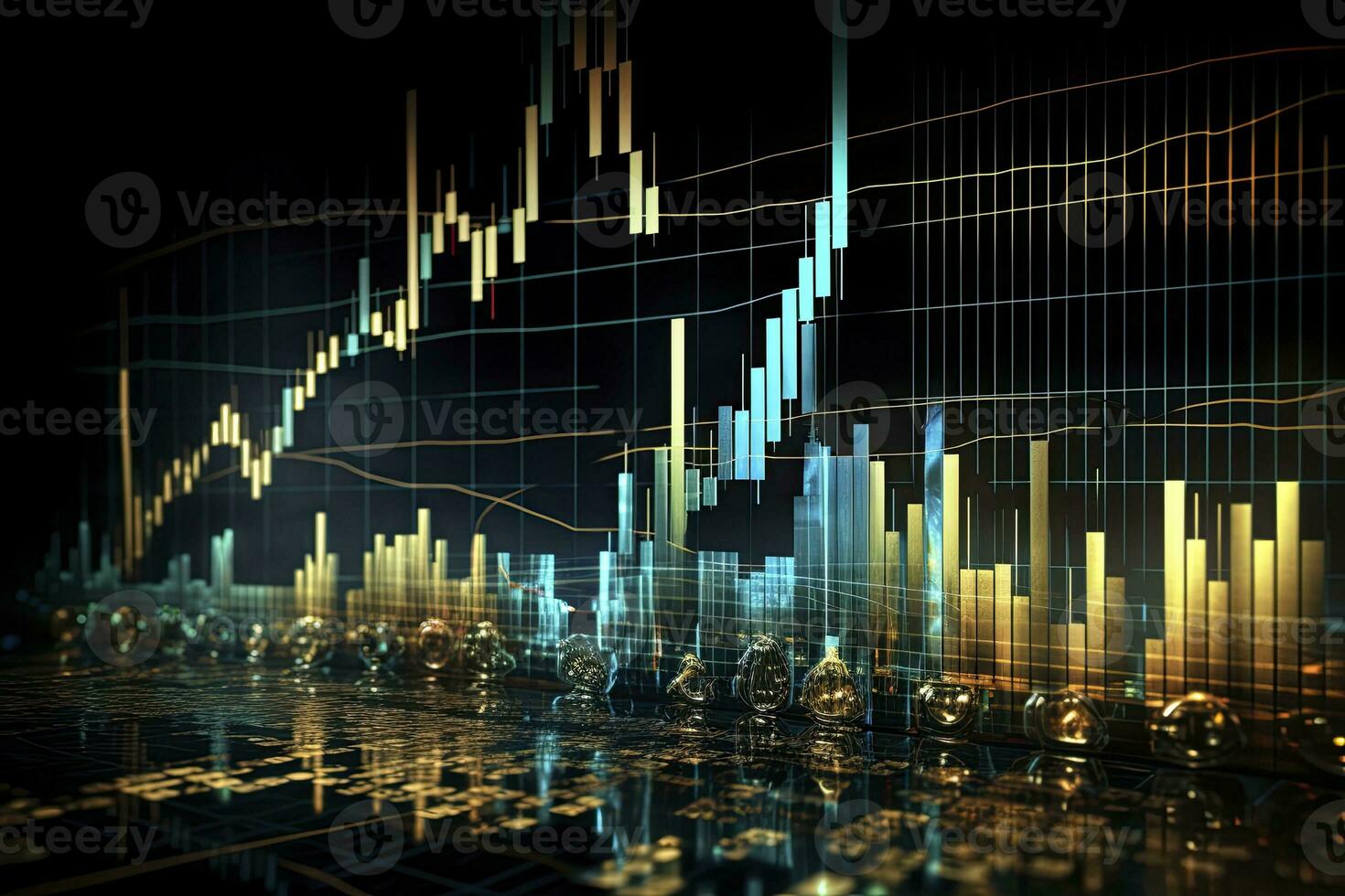 AI generated Digitally Generated Currency and Exchange Stock Chart for Finance and Economy Based Computer Software and Coding Display. AI Generated photo