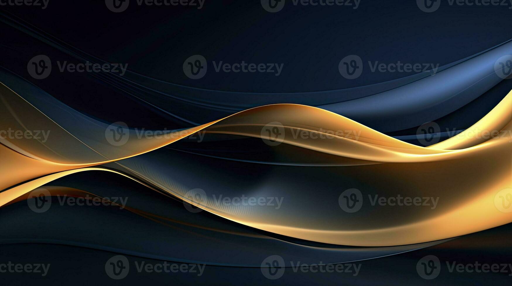 AI generated Gold and navy blue waves abstract. AI Generated. photo