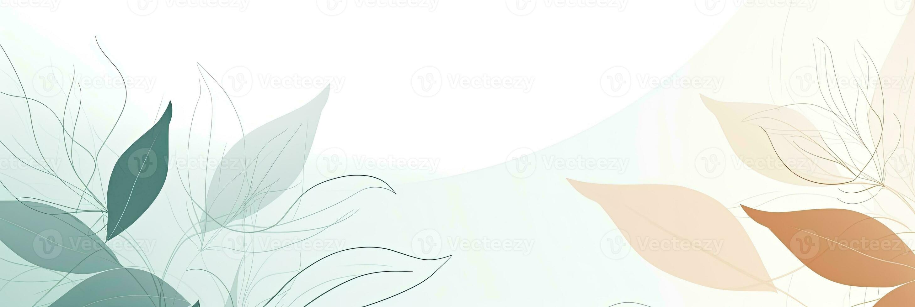 AI generated Minimalist abstract background with outline leaves. AI Generated photo