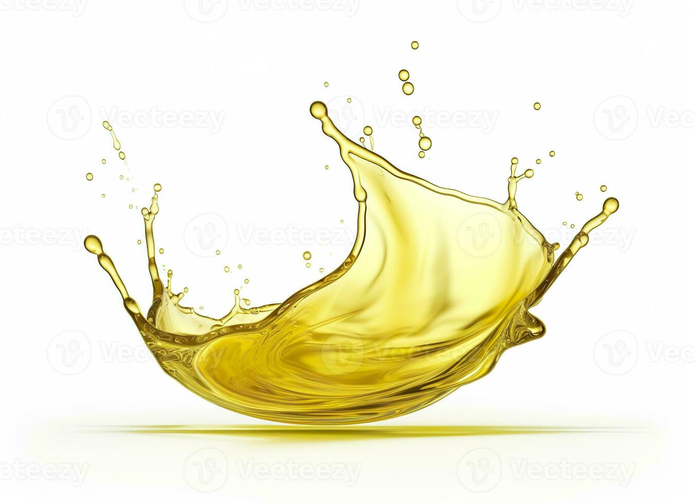 AI generated Olive or engine oil splash, cosmetic serum liquid isolated on white background. Generative AI photo