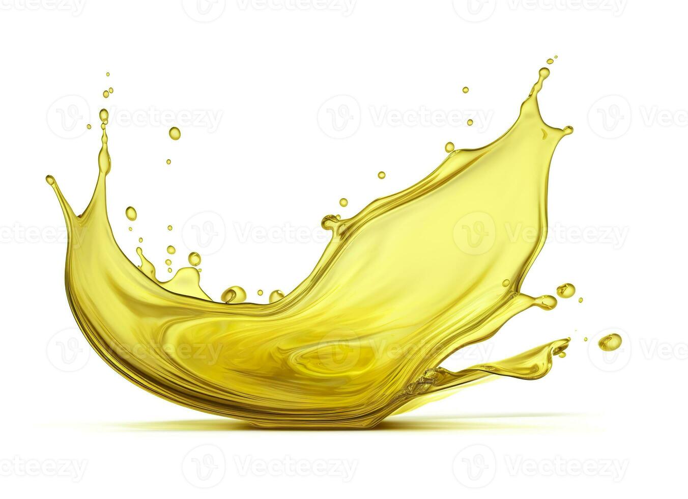 AI generated Olive or engine oil splash, cosmetic serum liquid isolated on white background. Generative AI photo