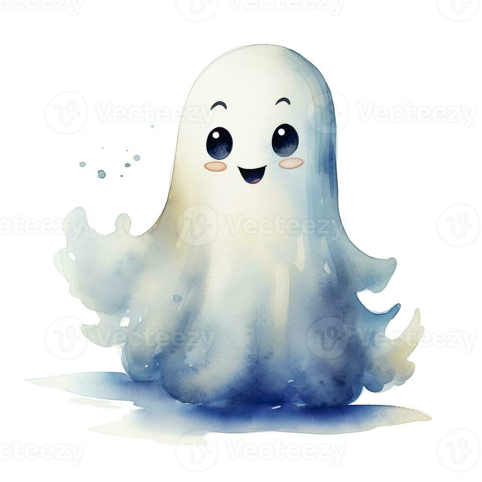 AI generated The watercolor cute ghost on white background. AI Generated photo