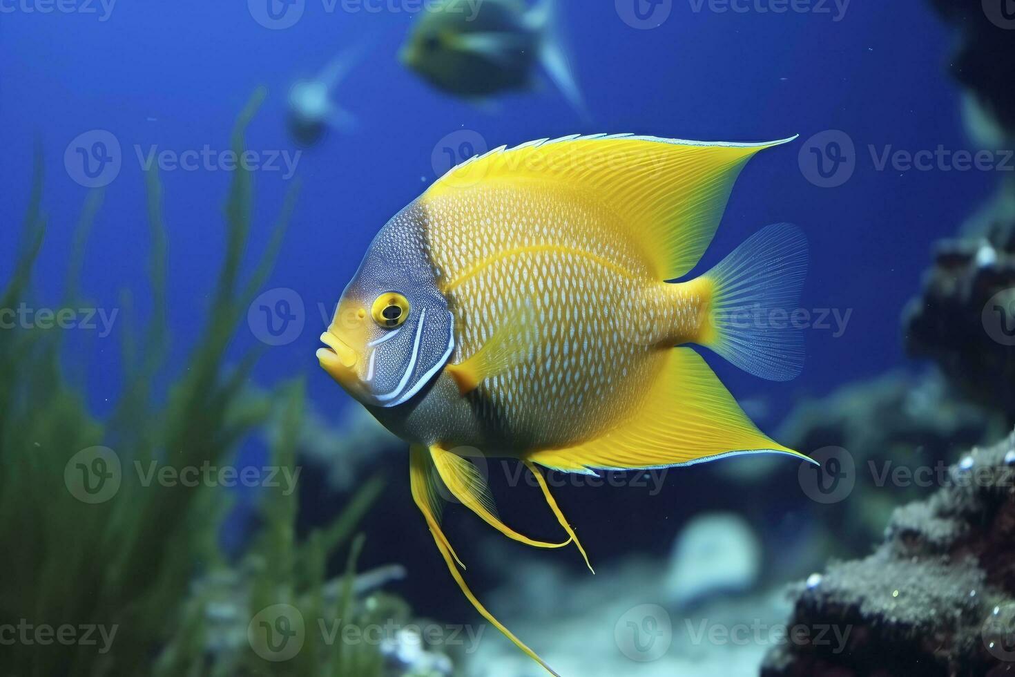 AI generated Beautiful angelfish in the ocean. AI Generated photo