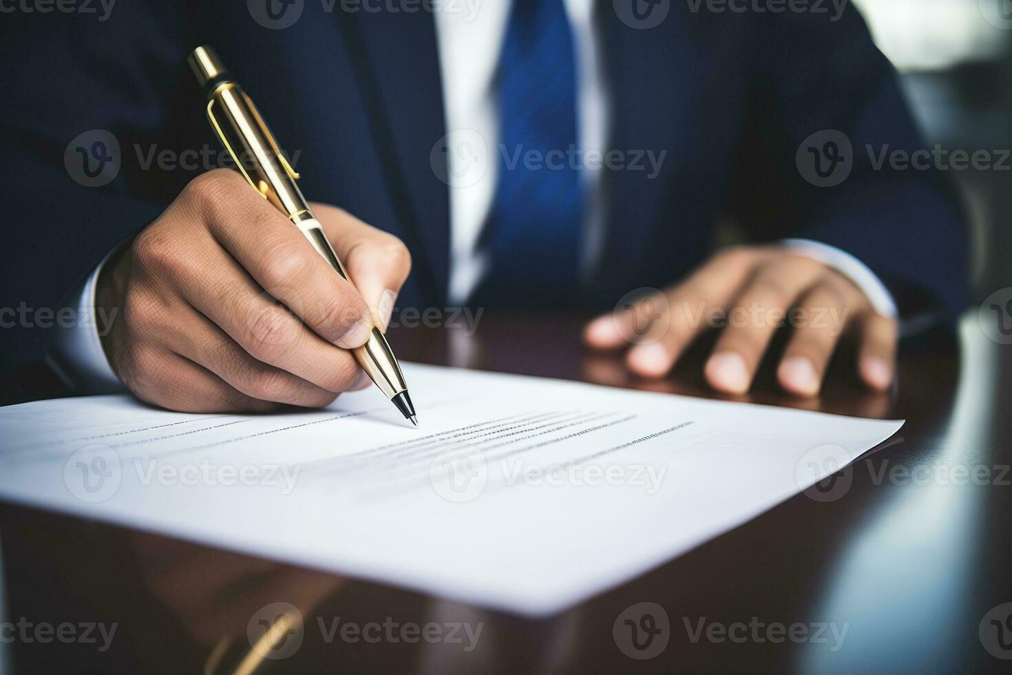 AI generated Man signs a paper document photo