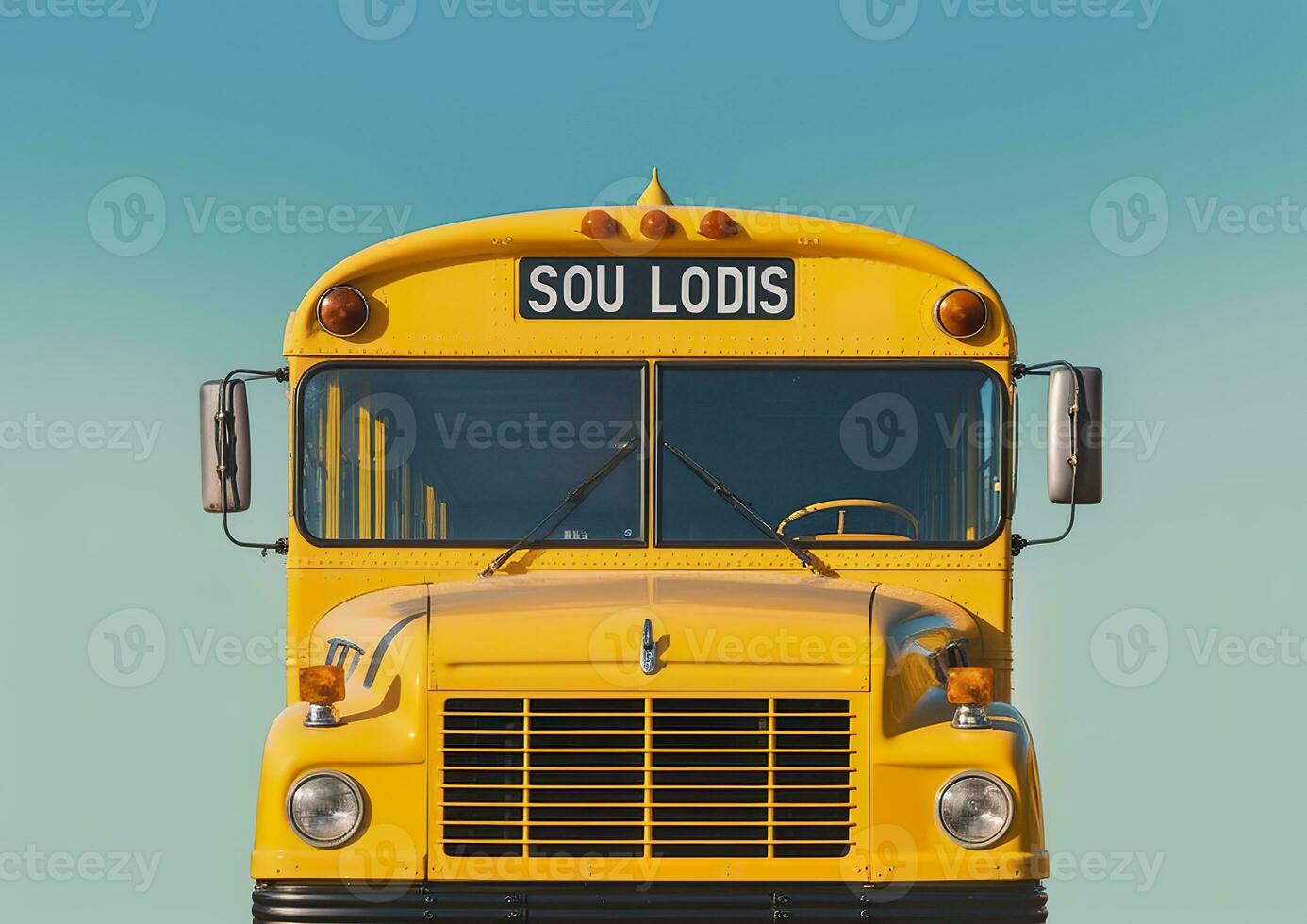 AI generated Front view of a yellow school bus. AI Generated photo