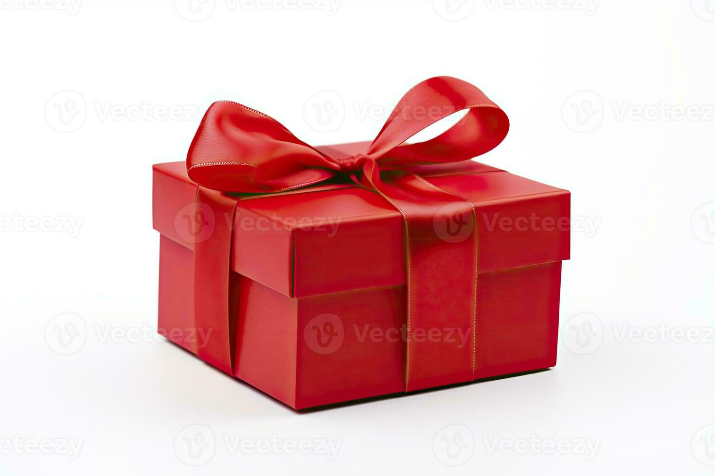 AI generated Gift box with red ribbon isolated on white background. AI Generated photo