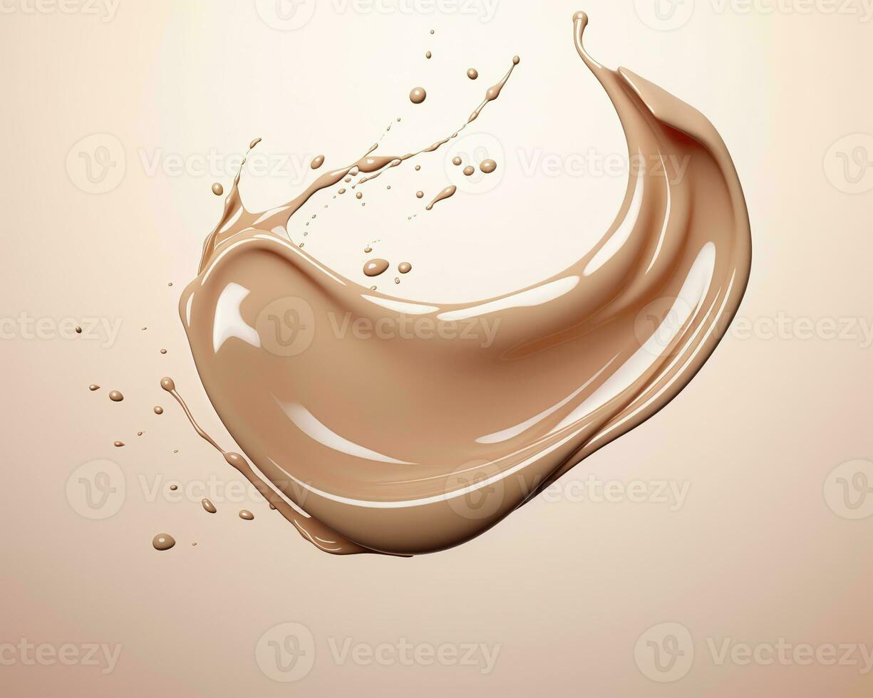 AI generated Liquid foundation splash element, fluid cosmetic cream 3d rendering. AI Generated photo