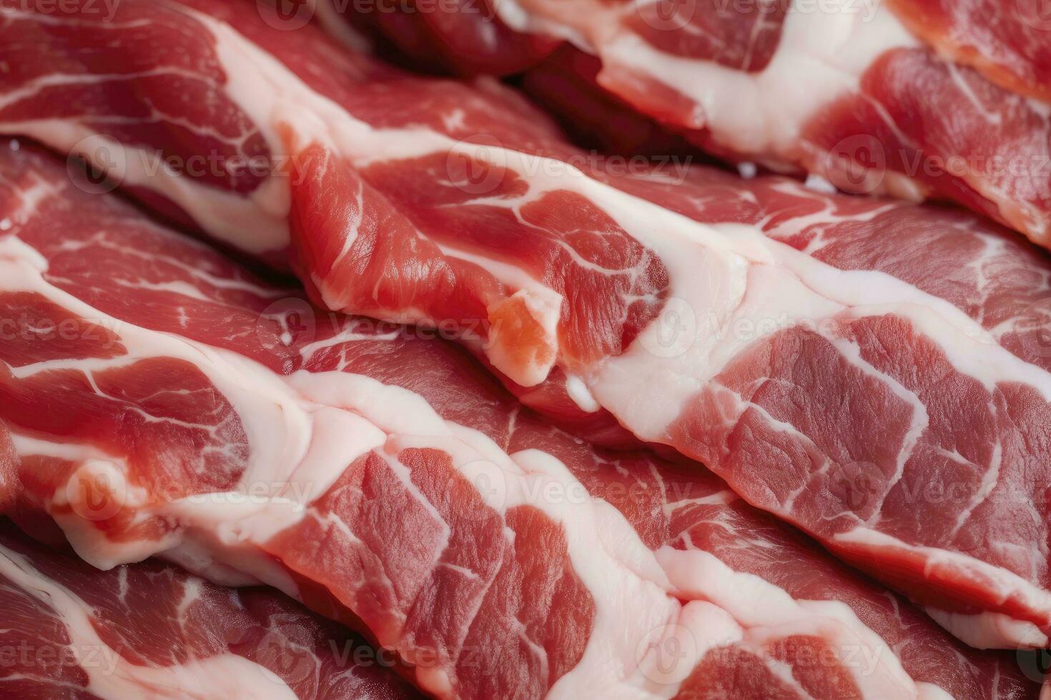 AI generated Macro shot of pork meat. Meat textured background. Beef steak is raw and juicy. AI Generated photo