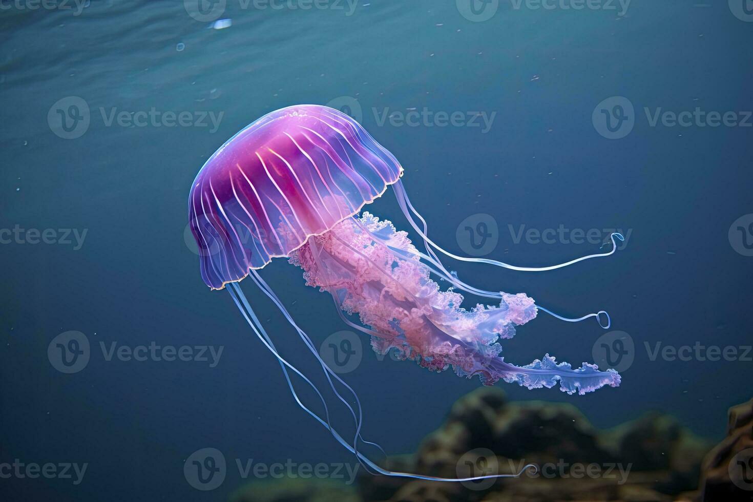 AI generated Mauve stinger purple jellyfish. AI Generated. photo