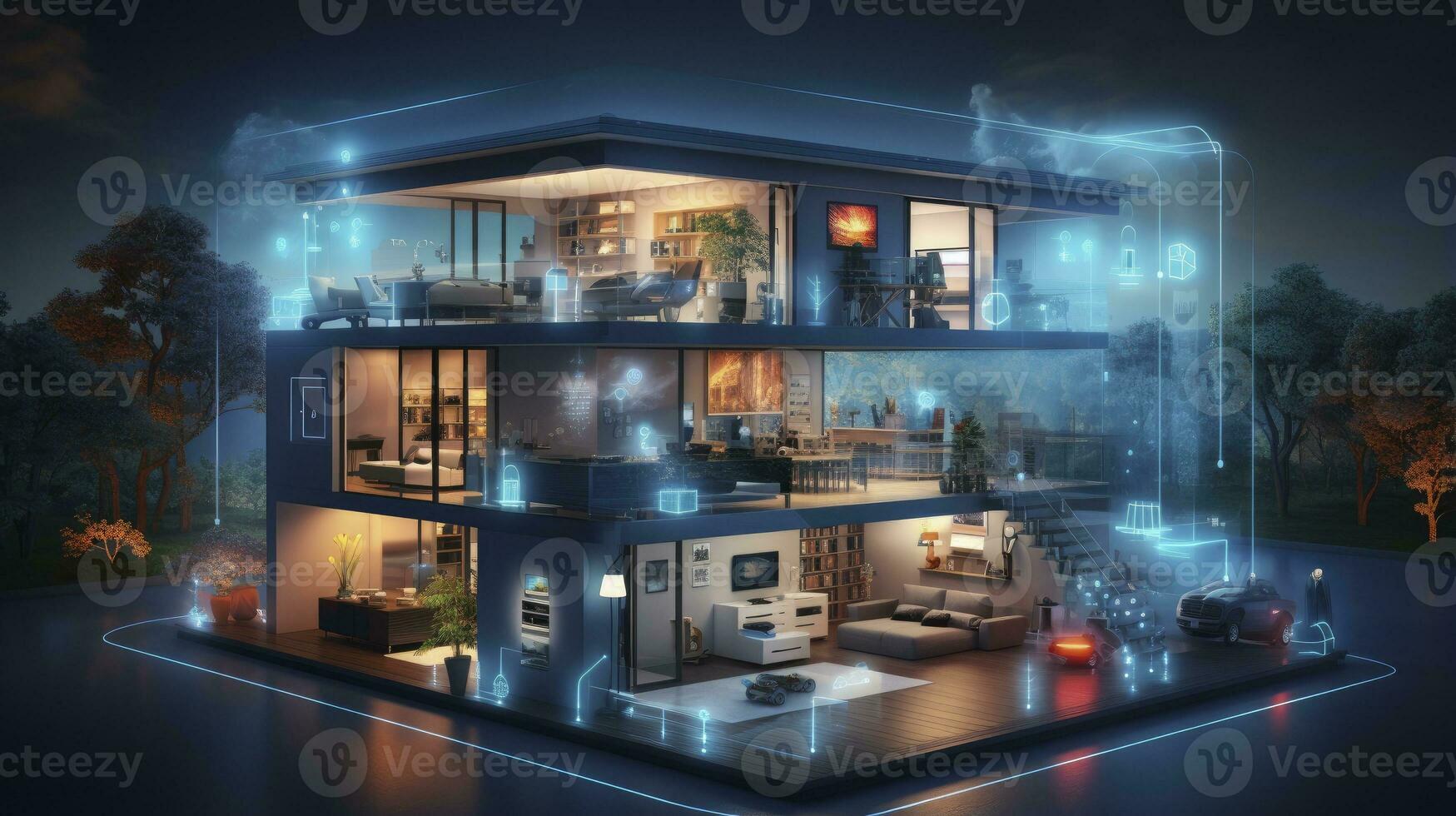 AI generated A Glimpse into the Connected Smart Home of Tomorrow. AI Generated photo