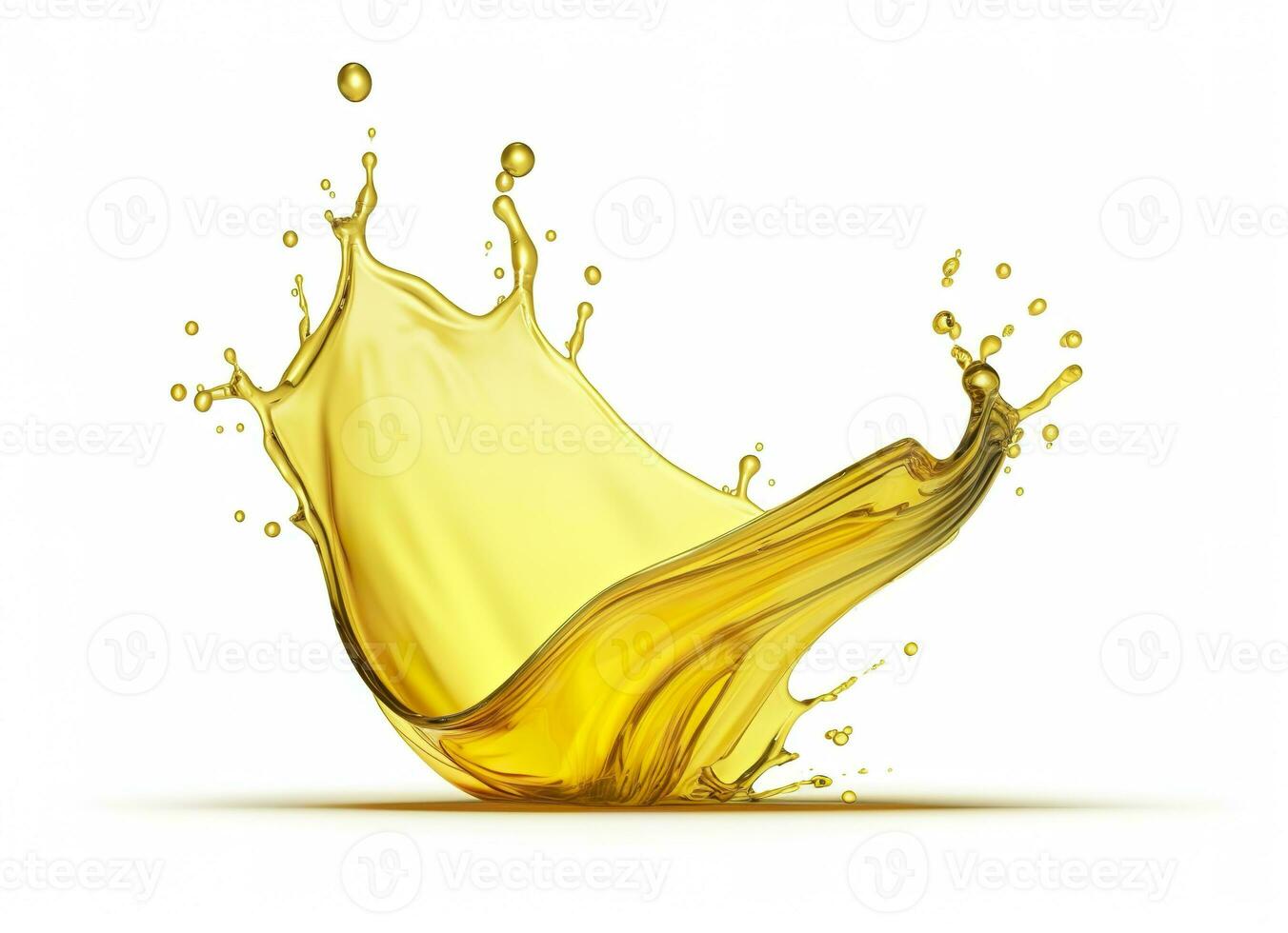 AI generated Olive or engine oil splash, cosmetic serum liquid isolated on white background. Generative AI photo