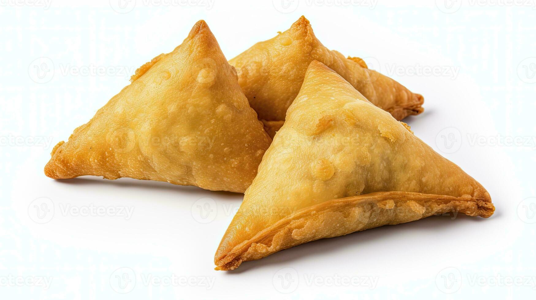 AI generated Tasty samosa isolated on white background.  AI Generated. photo