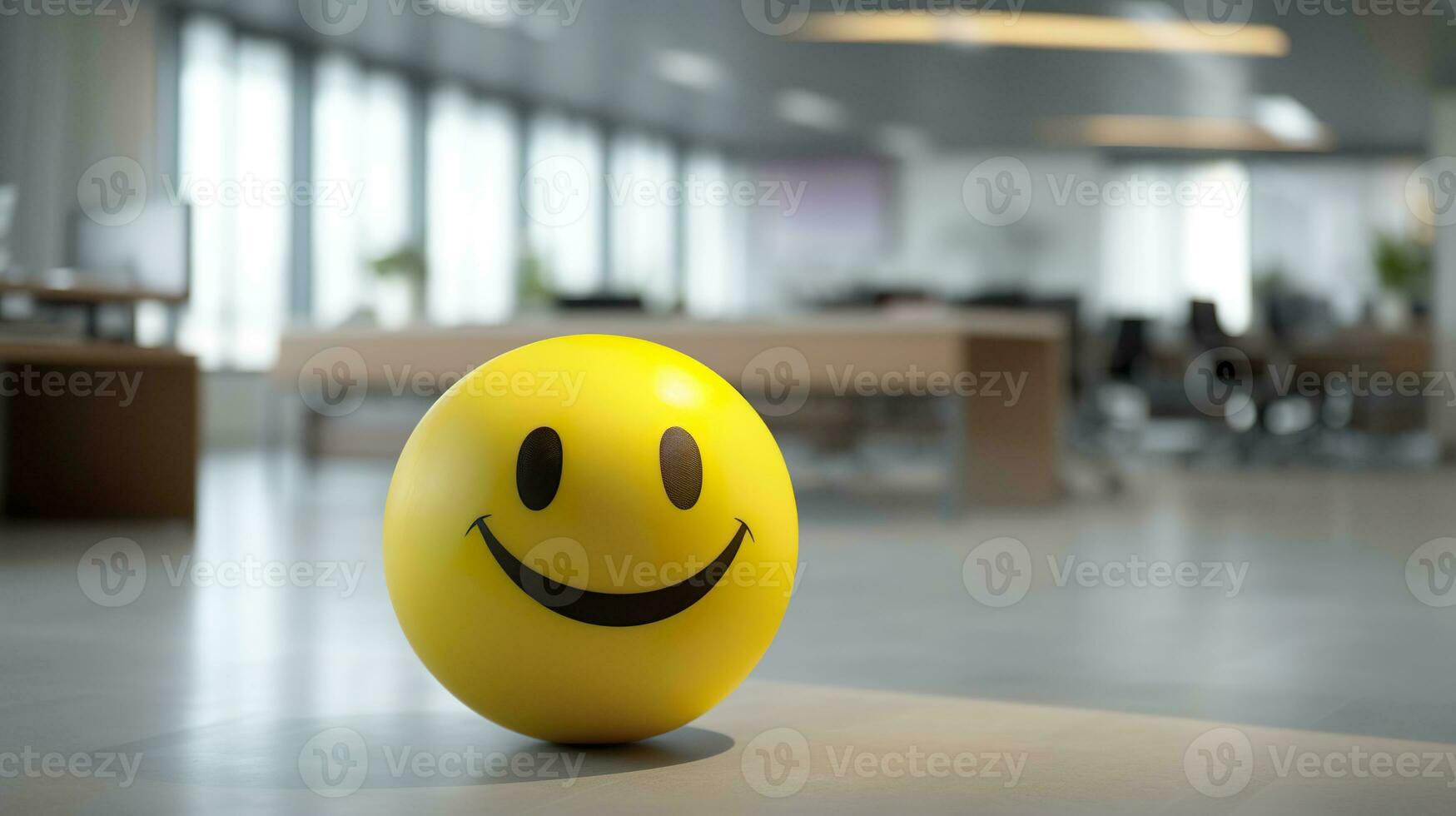 ai generado un amarillo sonriente pelota lata promover un positivo trabajo ambiente. generativo ai foto