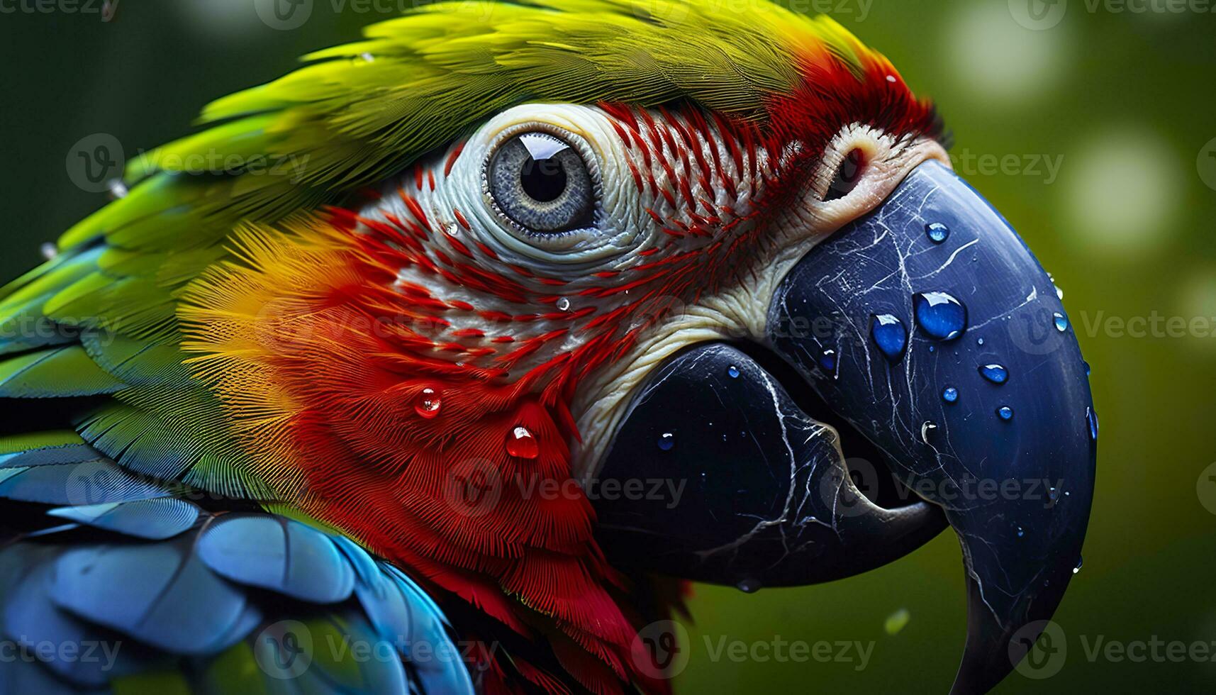 AI generated Tropical macaw perched, vibrant feathers in focus. Generative AI photo