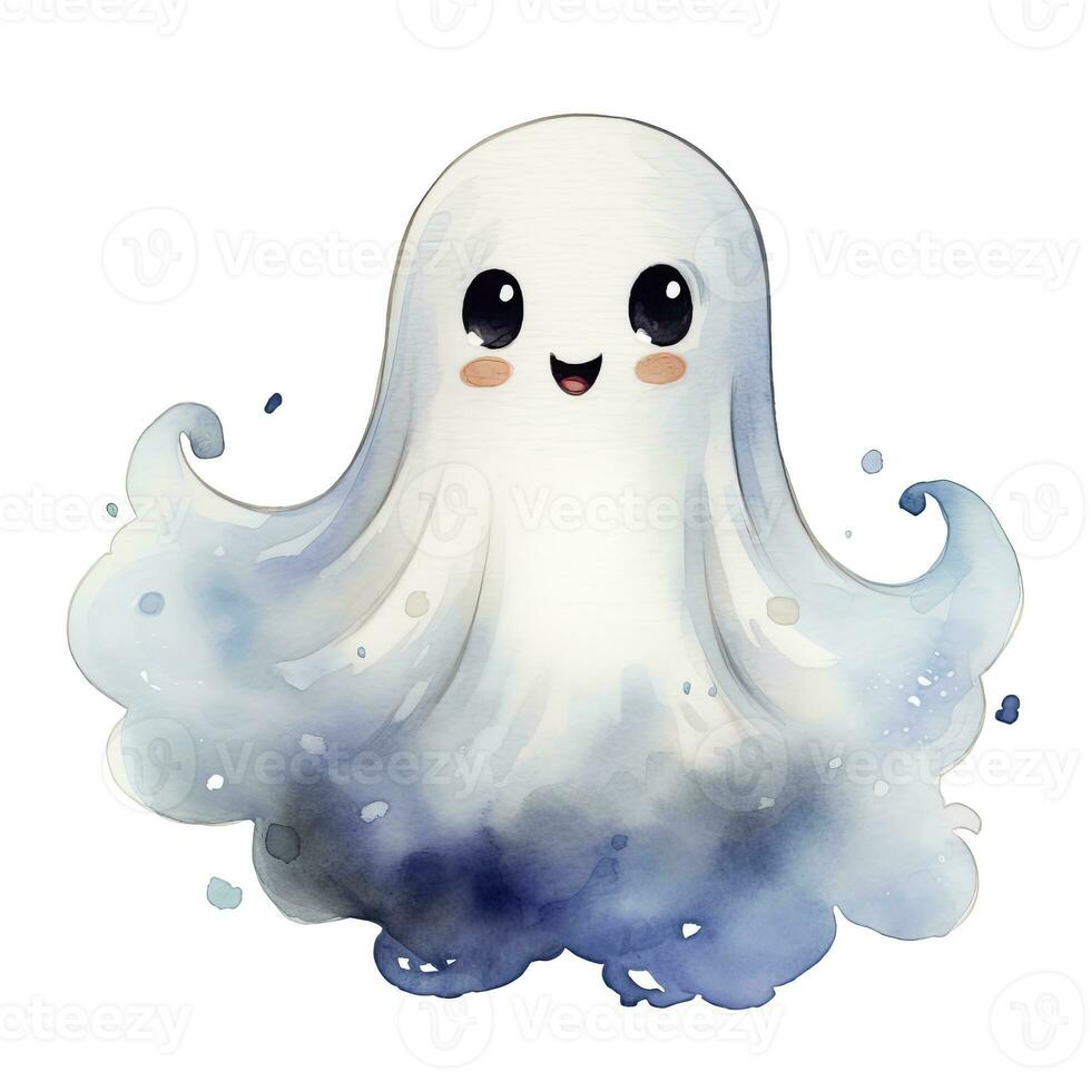 AI generated The watercolor cute ghost on white background. AI Generated photo