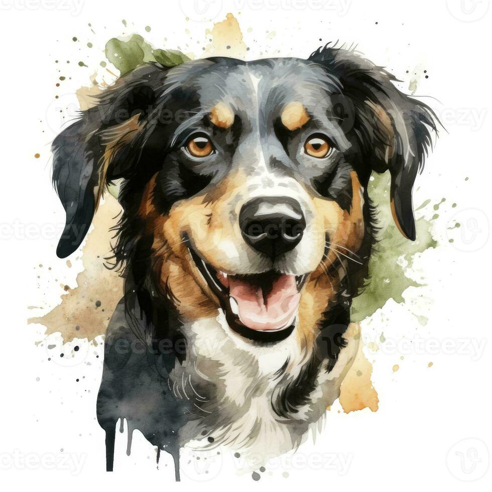 AI generated Watercolor dog clip art on white background. AI Generated photo