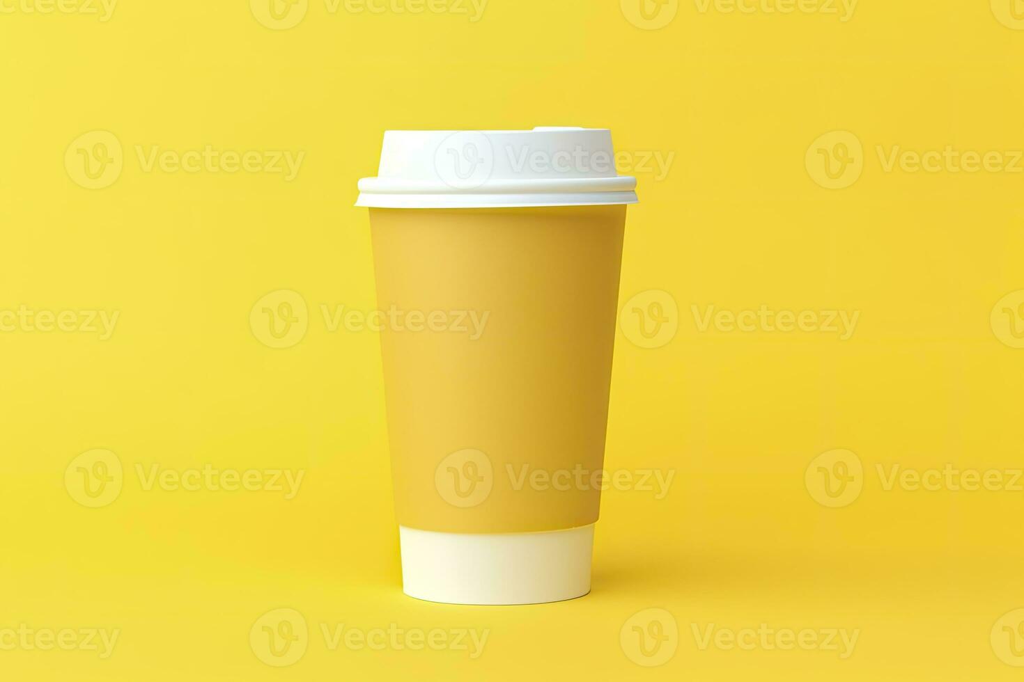 AI generated Blank coffee cup isolated on yellow background. AI Generated photo