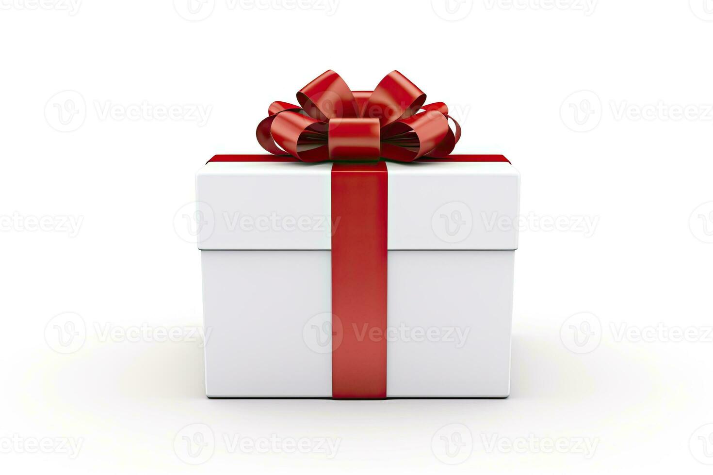 AI generated Gift box with red ribbon isolated on white background. AI Generated photo