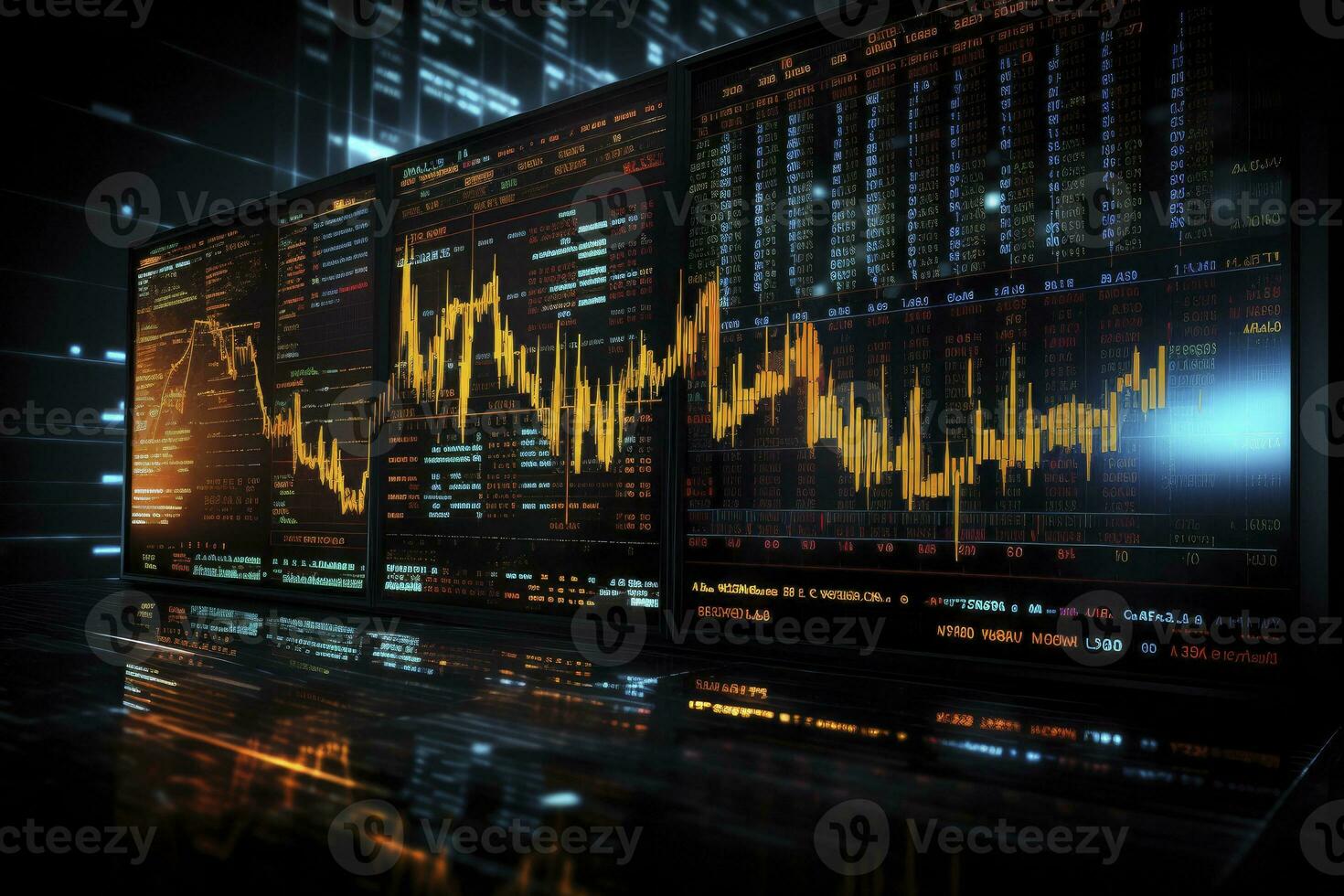 AI generated Digitally Generated Currency and Exchange Stock Chart for Finance and Economy Based Computer Software and Coding Display. AI Generated photo