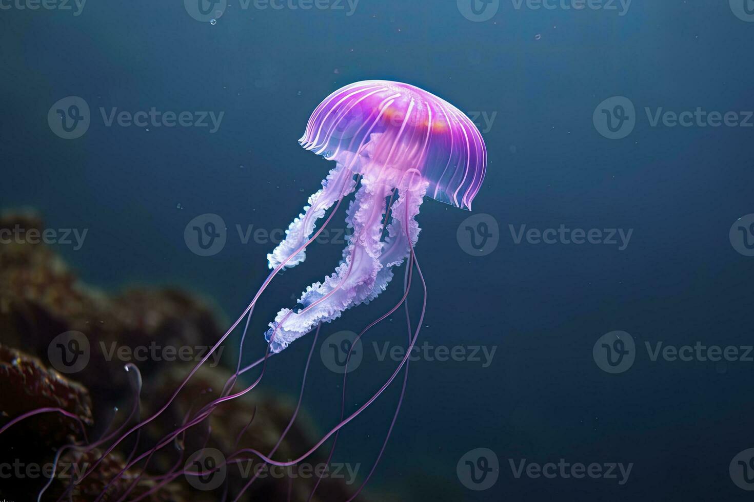 ai generado color de malva aguijón púrpura Medusa. ai generado. foto