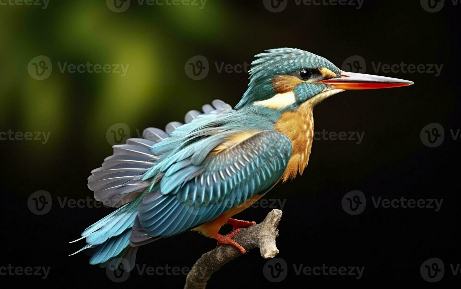 AI generated The common kingfisher wetlands bird colored feathers from different birds. Generative AI photo