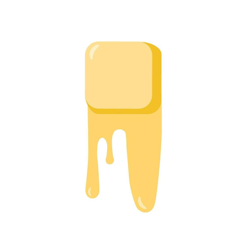 Butter cube vector. Butter on white background. whole and melted butter on a white background. vector illustration.