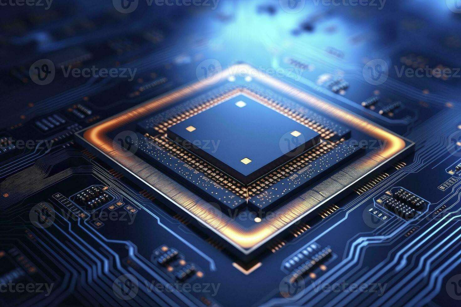 AI generated Futuristic central processor unit. Powerful Quantum CPU motherboard. AI Generated photo