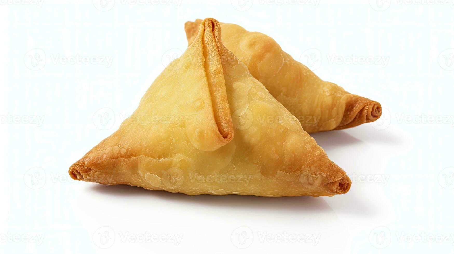 AI generated Tasty samosa isolated on white background.  AI Generated. photo