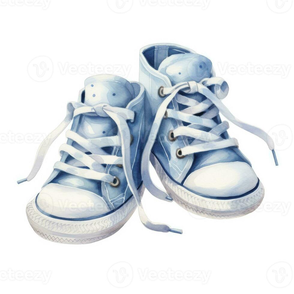 AI generated Watercolor newborn small shoes isolated white background. AI Generated photo