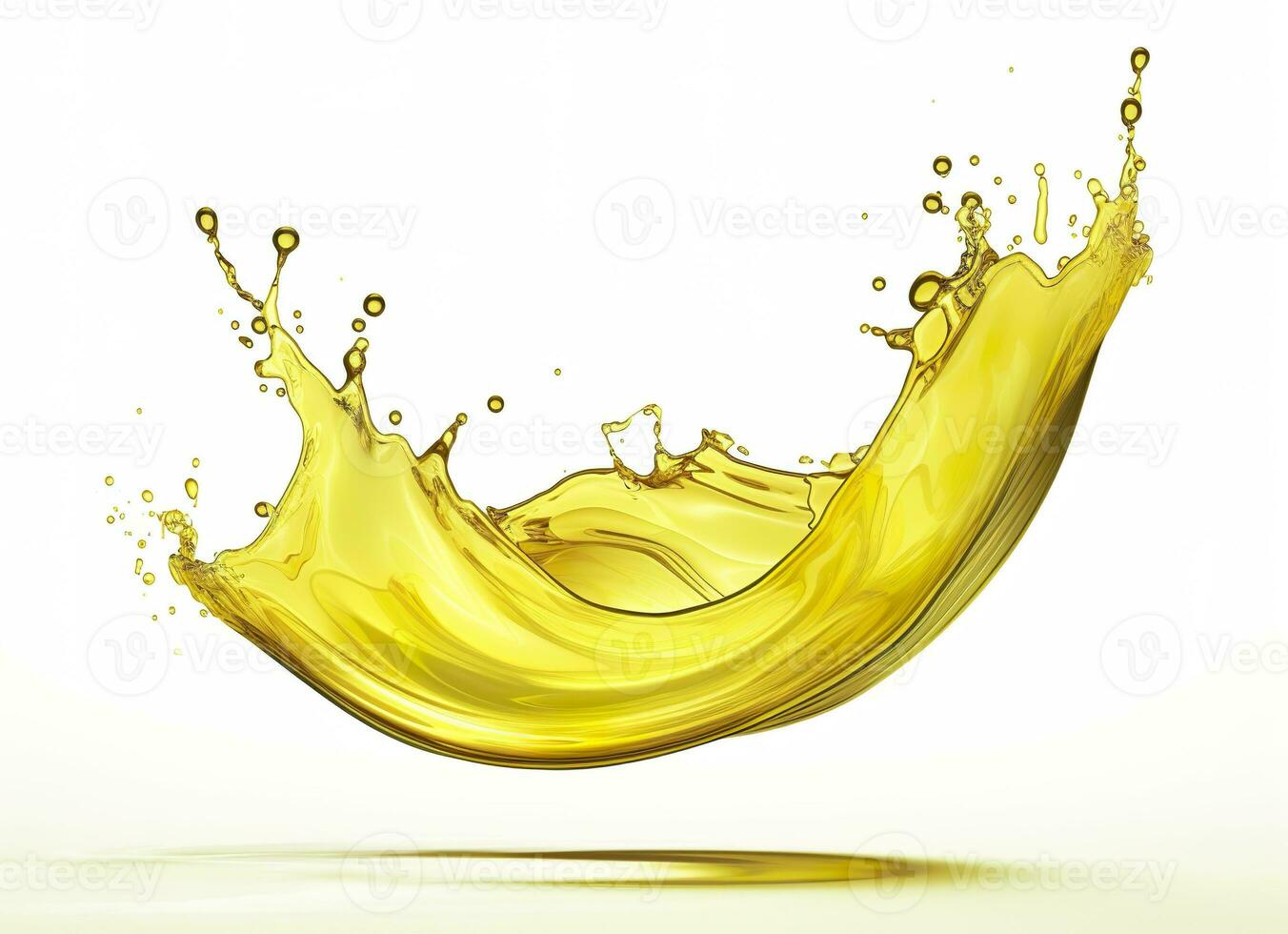 AI generated Olive or engine oil splash, cosmetic serum liquid isolated on white background. Generative AI photo