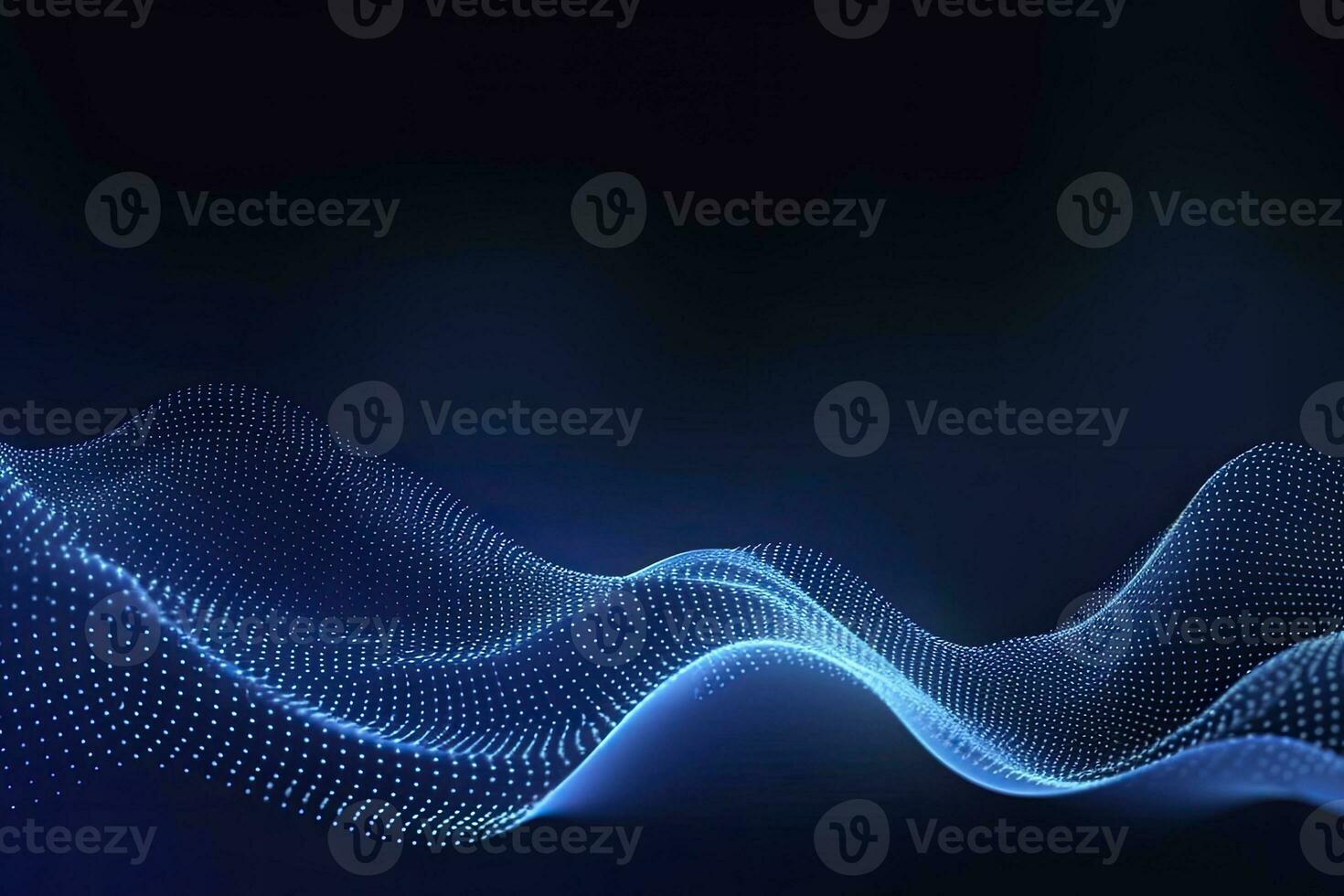 AI generated Dynamic blue particle wave. Abstract sound visualization. Digital structure of the wave flow of luminous particles. AI Generated. photo