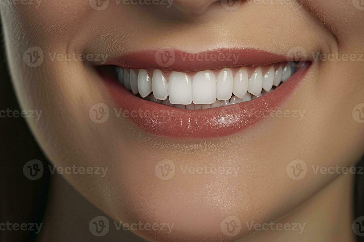 AI generated Close up of a smile with nice white teeth. AI Generated photo