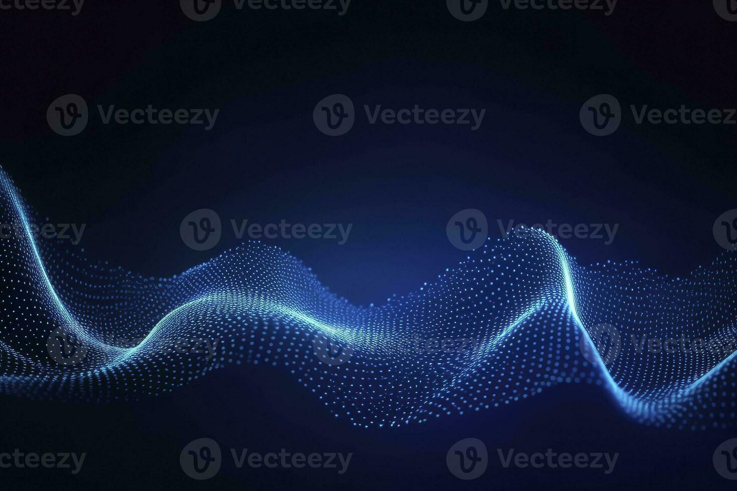 AI generated Dynamic blue particle wave. Abstract sound visualization. Digital structure of the wave flow of luminous particles. AI Generated. photo
