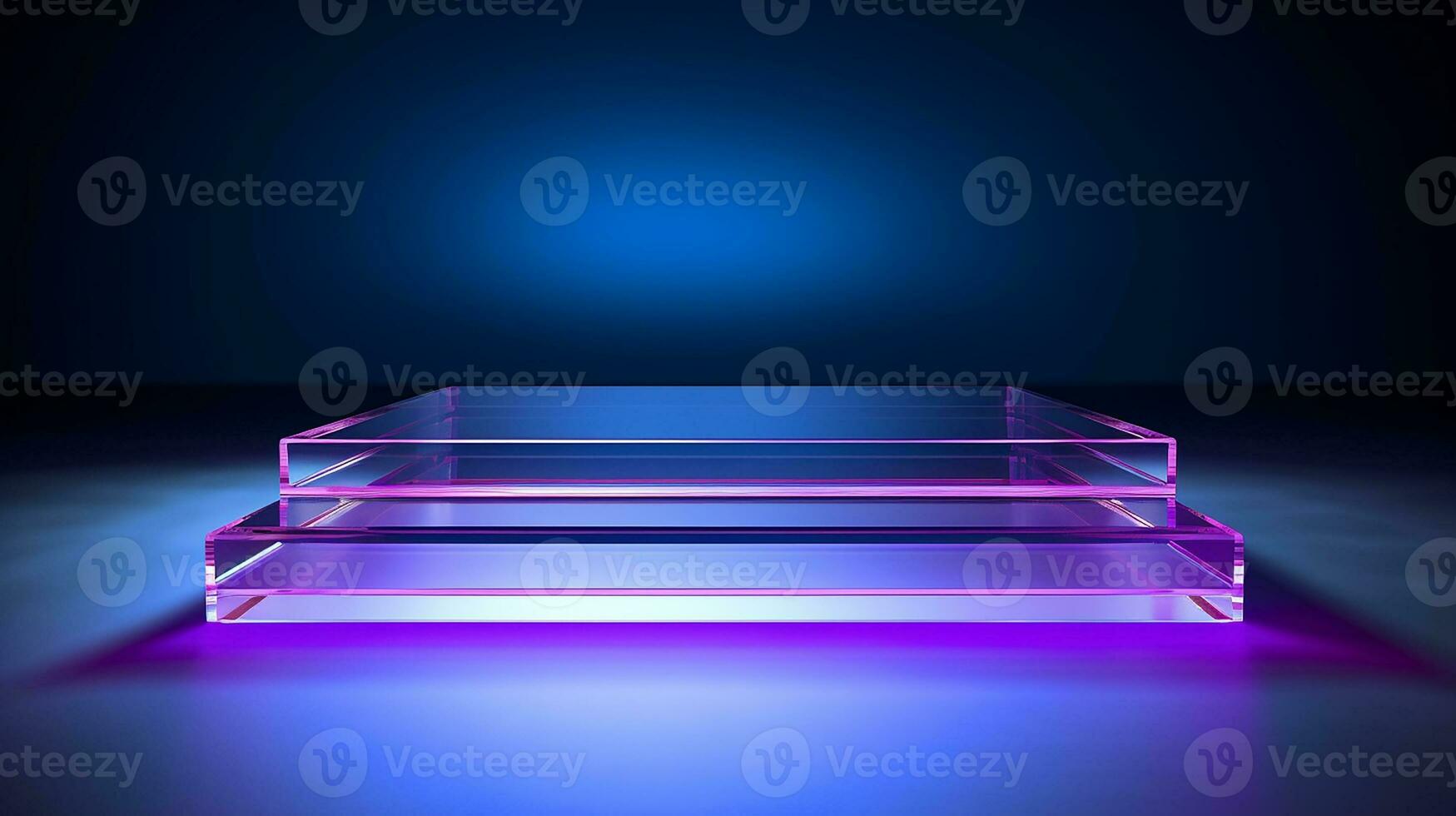 AI generated 3d rendered empty display glass podium Minimal scene for product display presentation photo