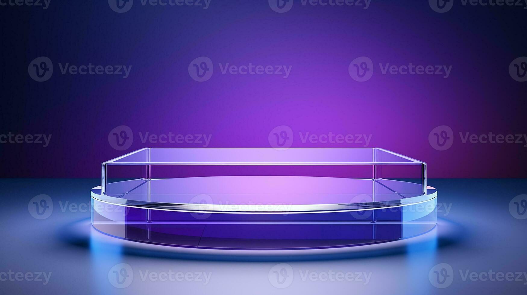 AI generated 3d rendered empty display glass podium Minimal scene for product display presentation photo