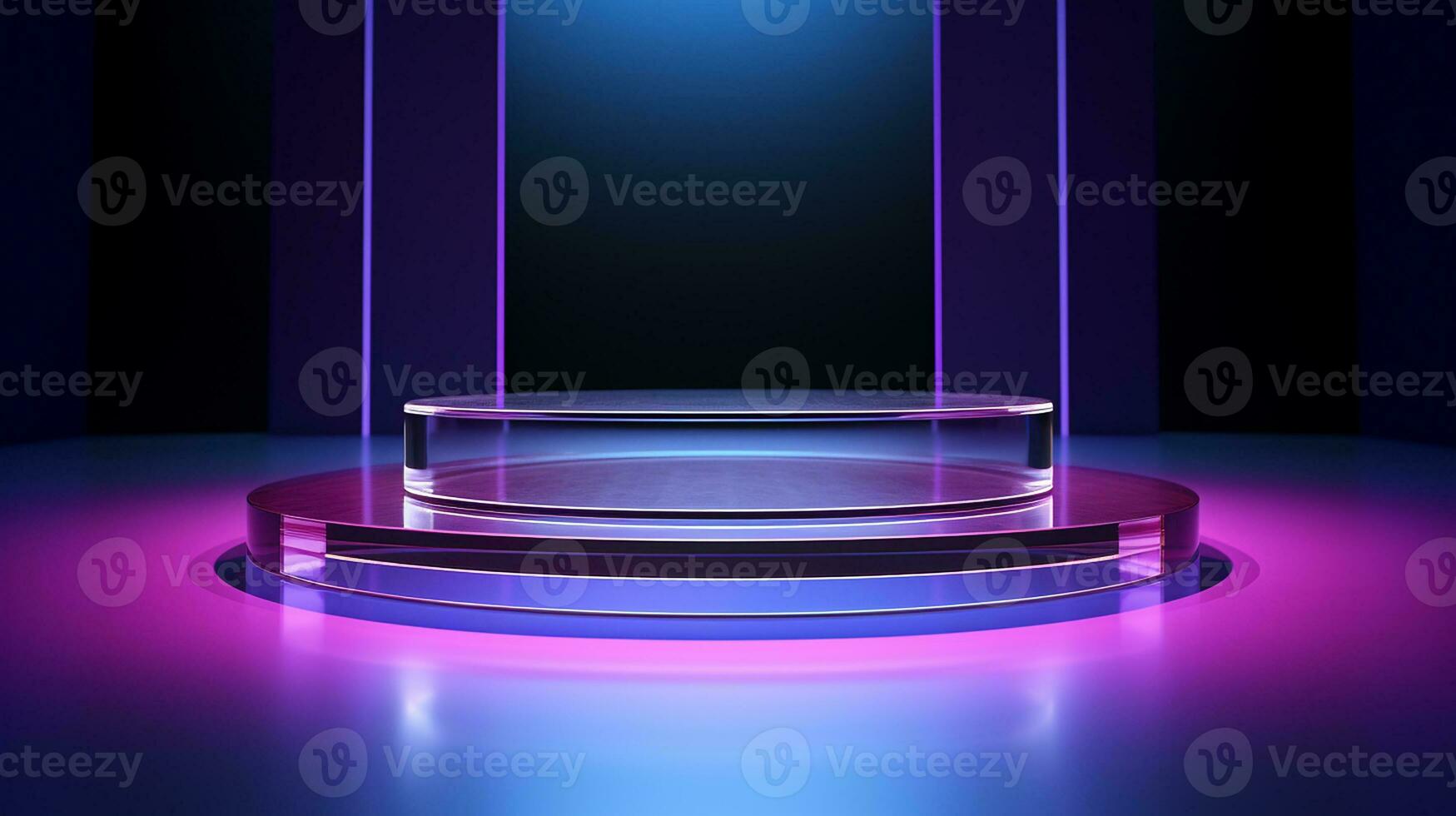 AI generated 3d rendered empty display glass podium Minimal scene for product display presentation photo