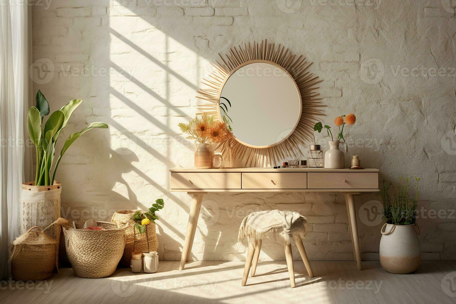 AI generated 3d rendered Minimal style Modern furniture in living room interior design with modern chair photo