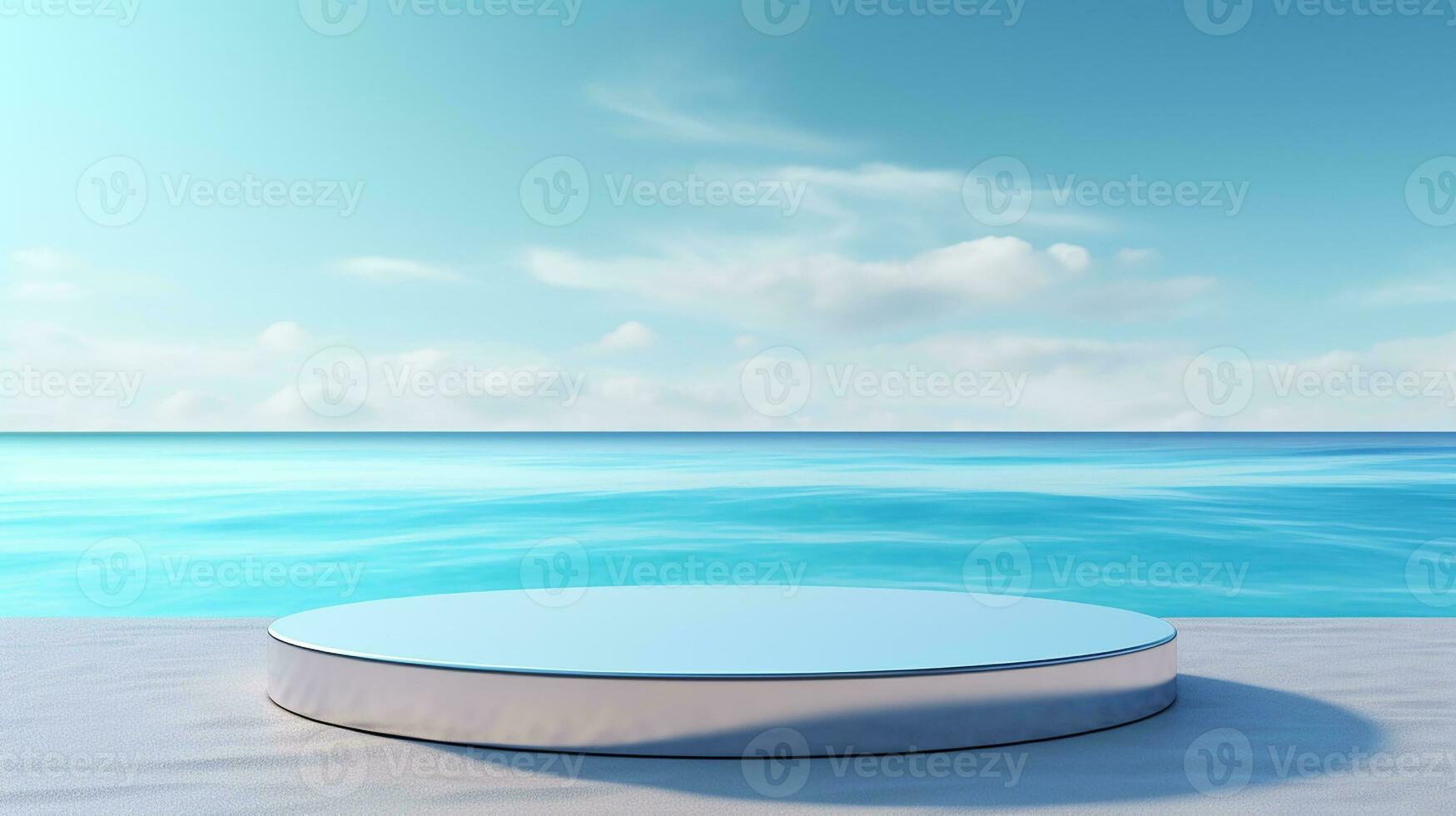 AI generated 3d rendered empty display glass podium in the water Minimal scene for product display presentation photo
