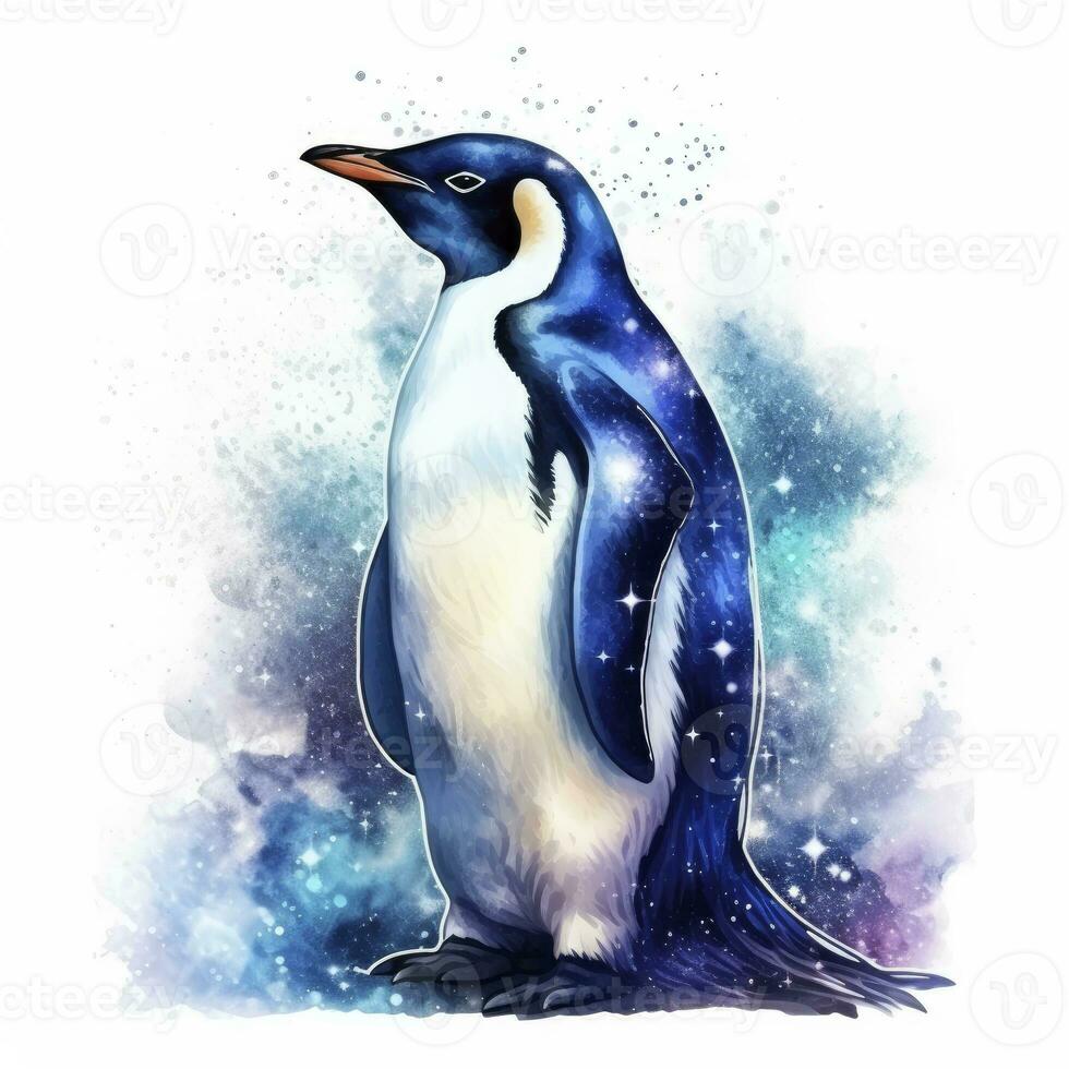 AI generated Watercolor Penguin for T-shirt design.  AI Generated photo