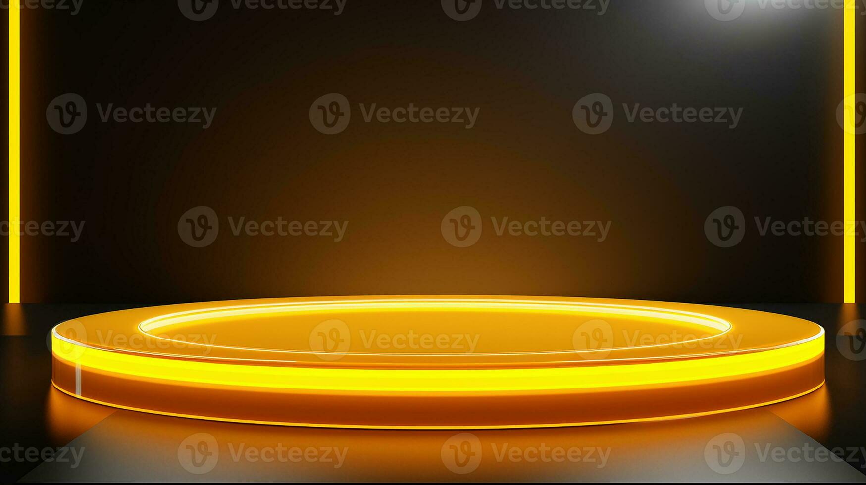 AI generated 3d rendered empty display glass podium with golden lights Minimal scene for product display presentation photo