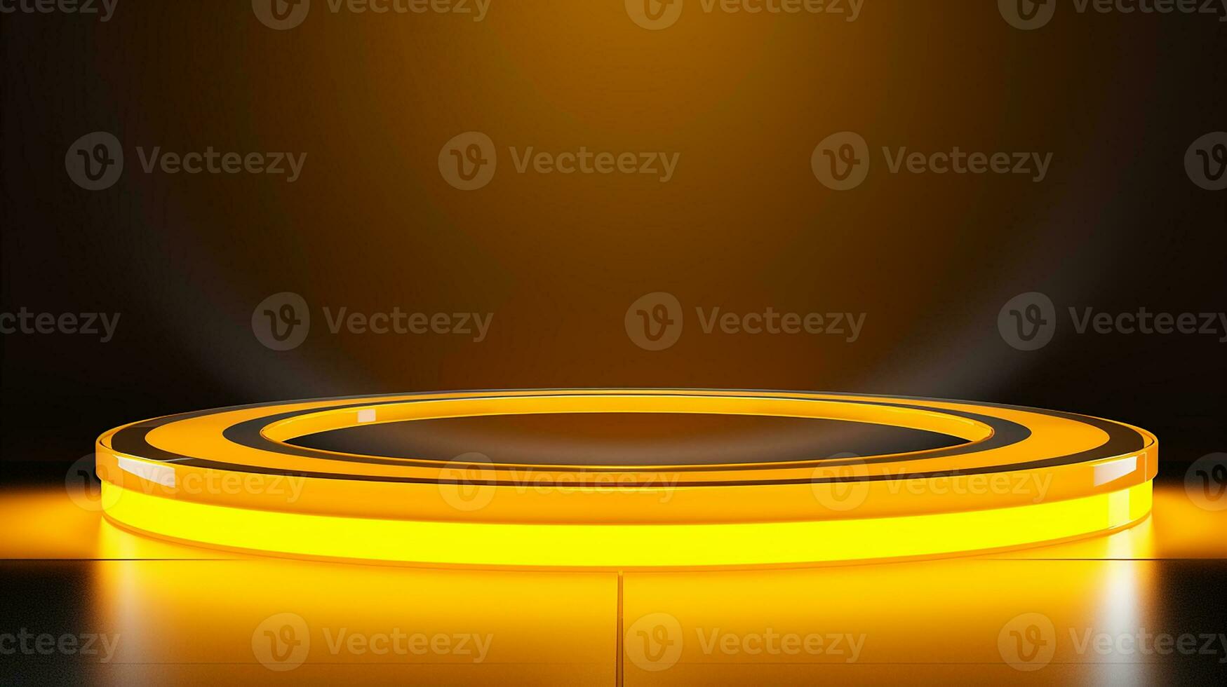 AI generated 3d rendered empty display glass podium with golden lights Minimal scene for product display presentation photo